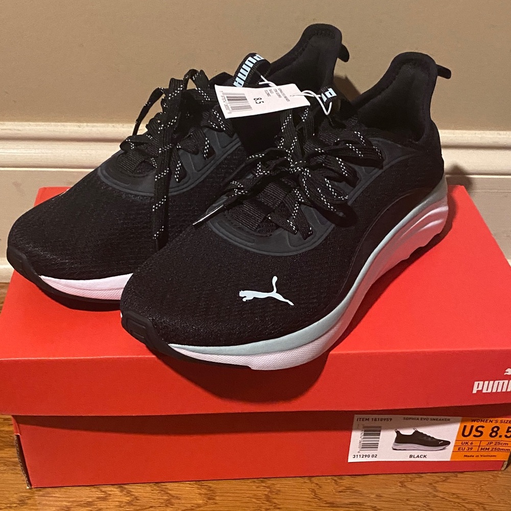 Puma Women's Black Athletic Shoes with White Accents